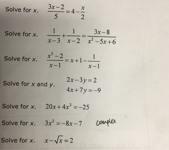 Solved 3x 2 X 2 Solve For X 4 3x 8 Solve For X X 3 X 2 Chegg Com