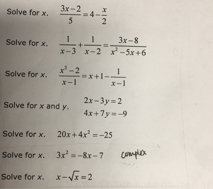 Solved 3x 2 X 2 Solve For X 4 3x 8 Solve For X X 3 X 2 X2 Chegg Com