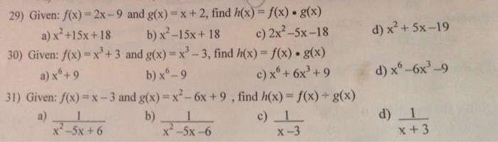 Solved Given F X 2x 9 And G X X 2 Find H X Chegg Com