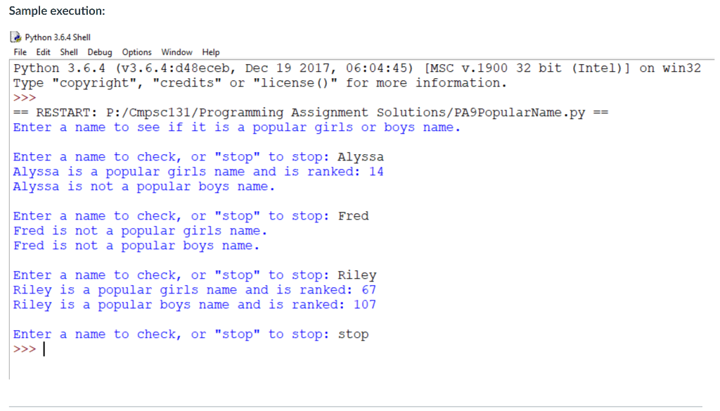 Solved Python This Program Will Use Two Files Girlnames - cool boys names that start with p