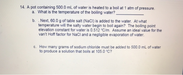 boiling salt water in a pot