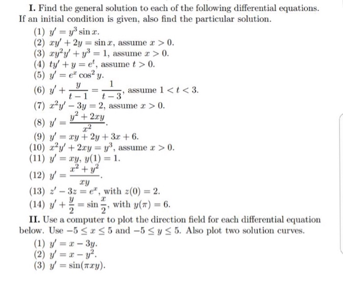 Solved I Find The General Solution To Each Of The Following Chegg Com