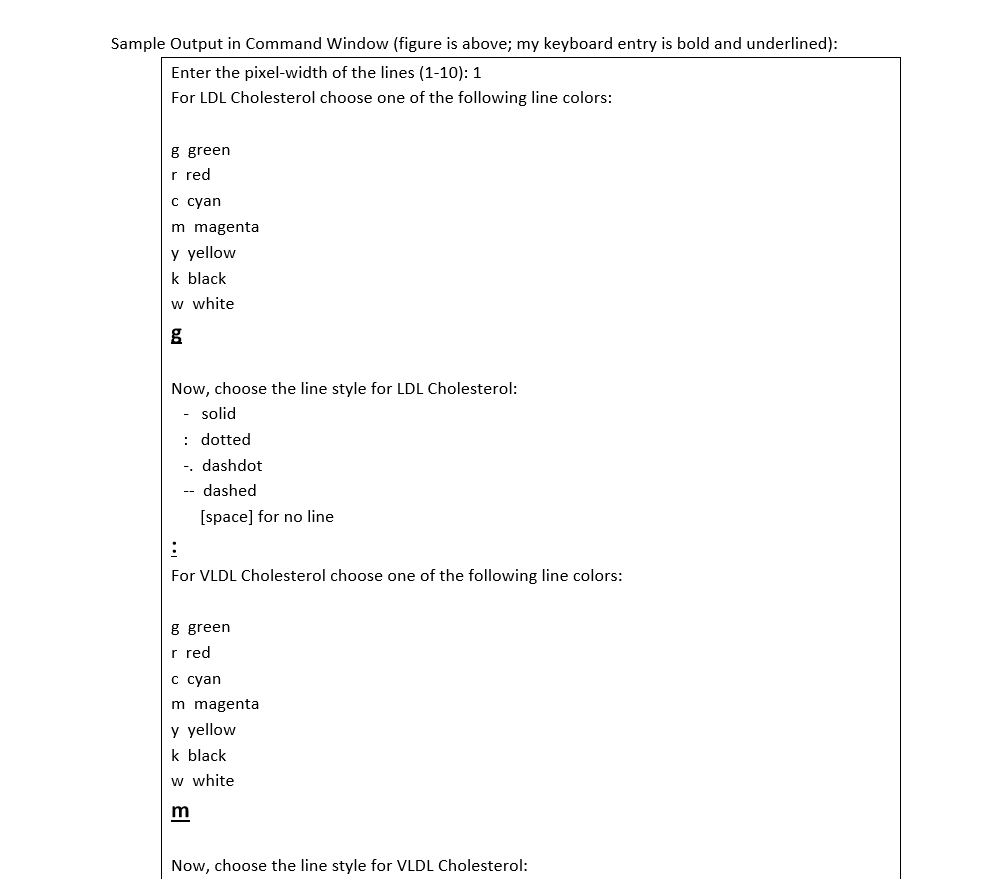 Sample Output in Command Window (figure is above; my keyboard entry is bold and underlined): Enter the pixel-width of the lin