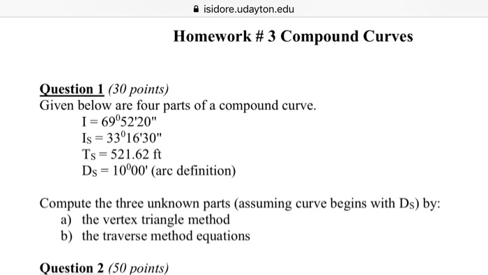 Solved: Given Below Are Four Parts Of A Compound Curve. I | Chegg.com