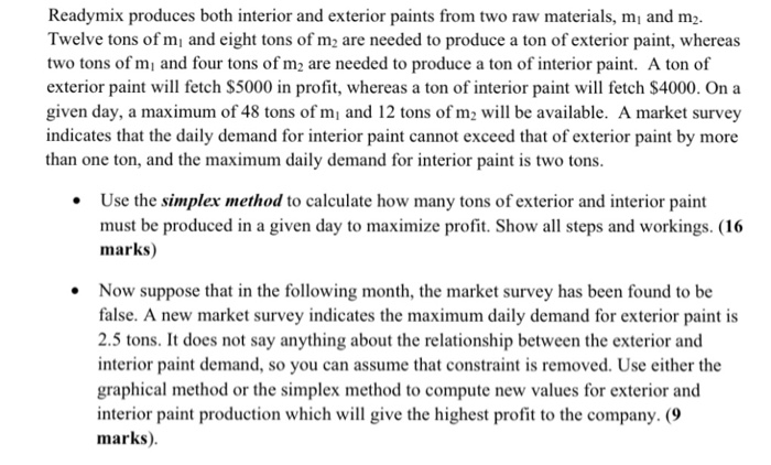 Solved Readymix Produces Both Interior And Exterior Paint