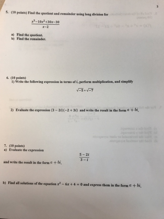 Solved 5. (10 Points) Find The Quotient And Remainder Usi