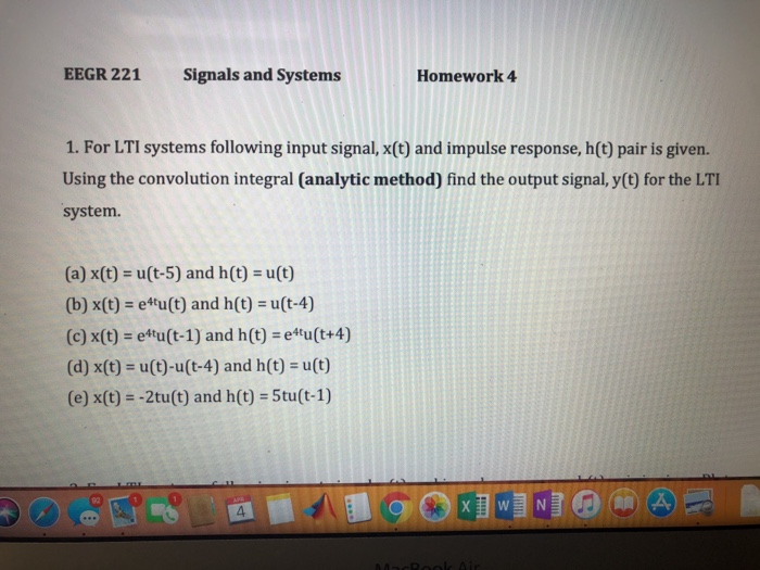 Solved Eegr 221 Signals And Systems Homework 4 1 For Lti - 