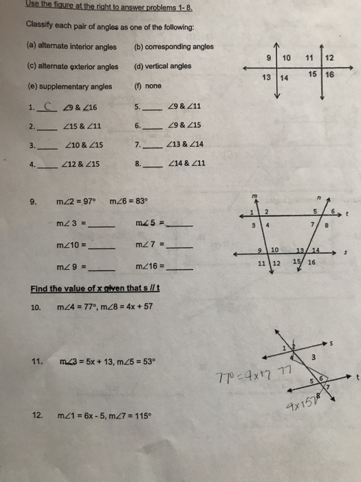 Solved Er Problems 1 8 Classify Each Pair Of Angles As On