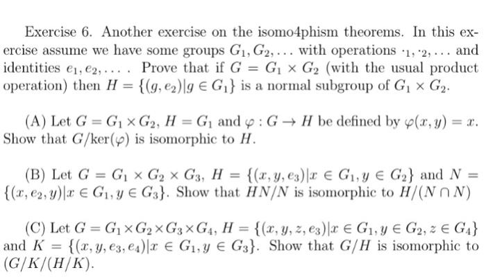 Solved Exercise 6 Another Exercise On The Isomo4phism Th Chegg Com