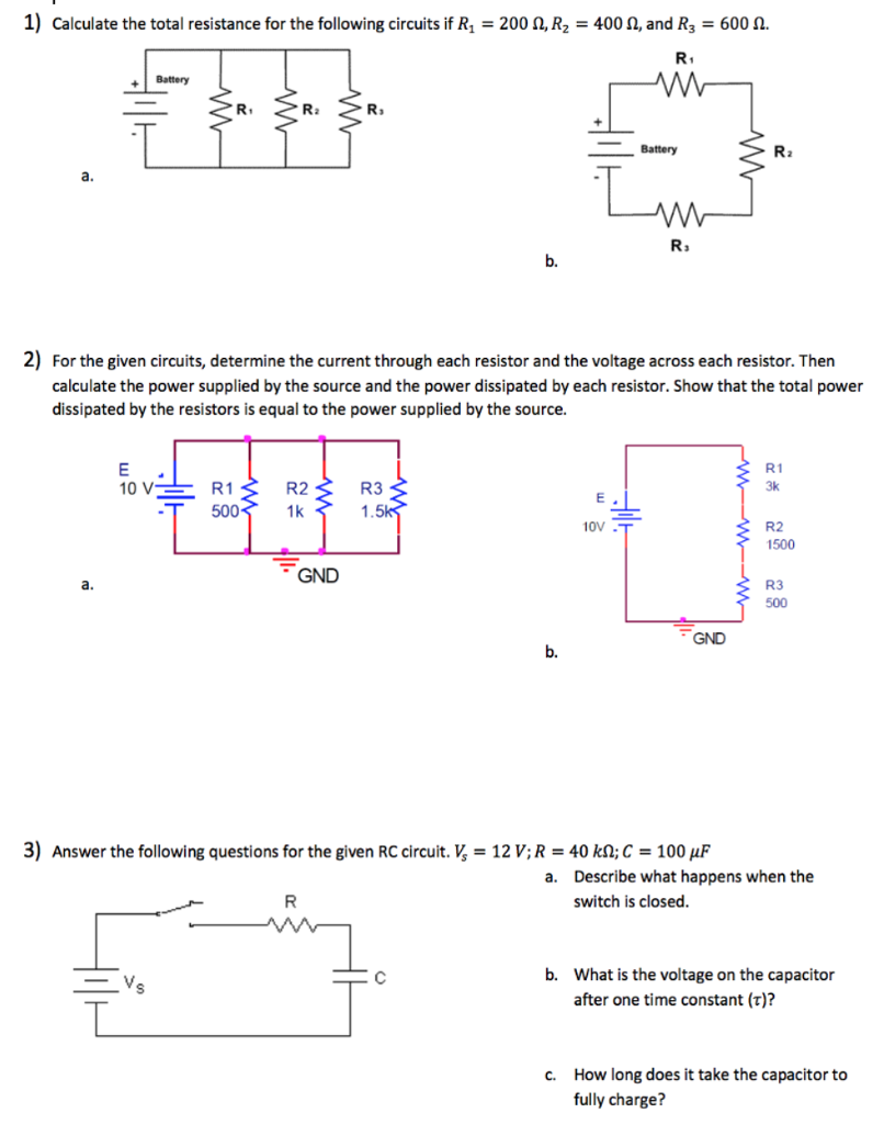 Solved 1 Calculate The Total Resistance For The Followin Chegg Com