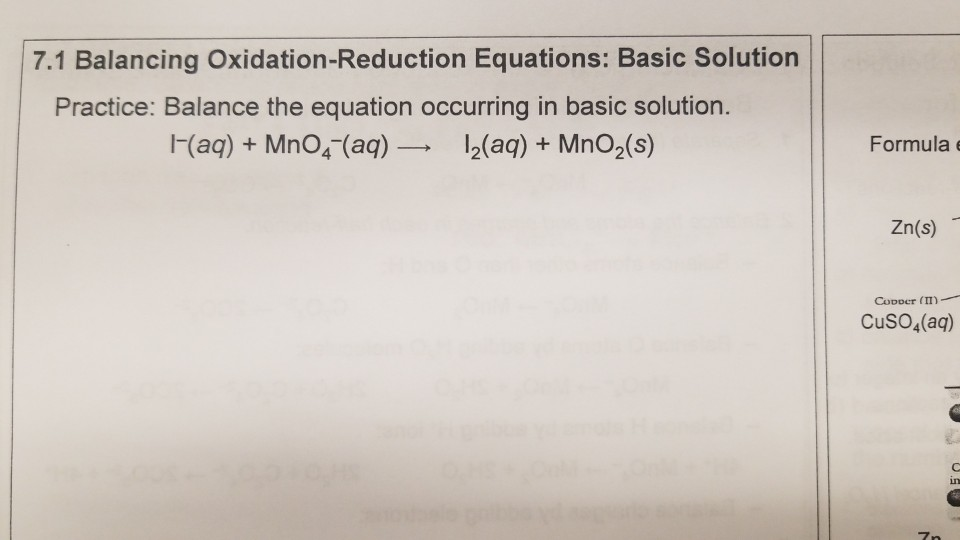 Solved 7.1 Balancing Oxidation-Reduction Equations: Basic | Chegg.com