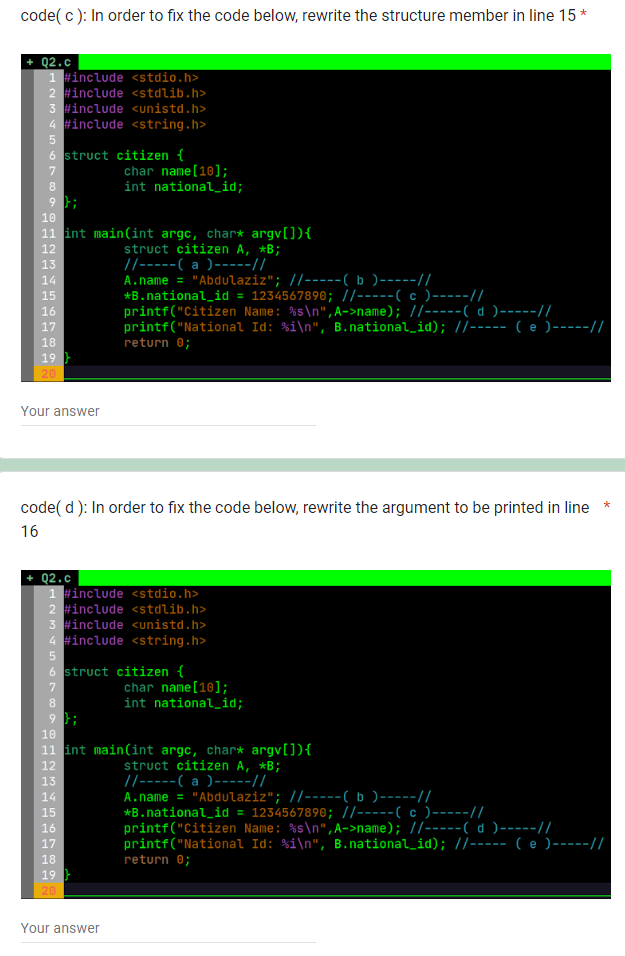 Solved code( a ): In order to fix the code below, write the | Chegg.com