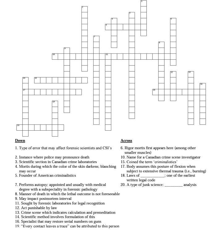 Solved 20 [11 Down 1. Type of error that may affect forensic | Chegg.com