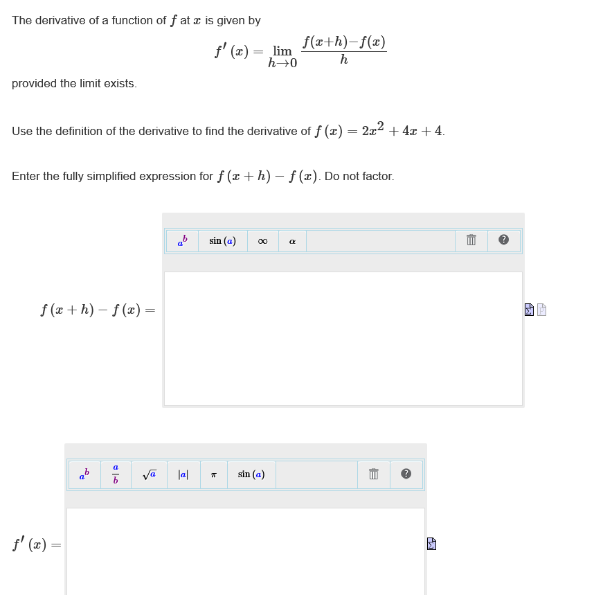 Solved The Derivative Of A Function Of F At X Is Given By