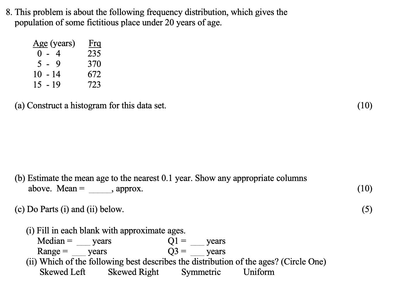 Solved 8. This Problem Is About The Following Frequency | Chegg.com