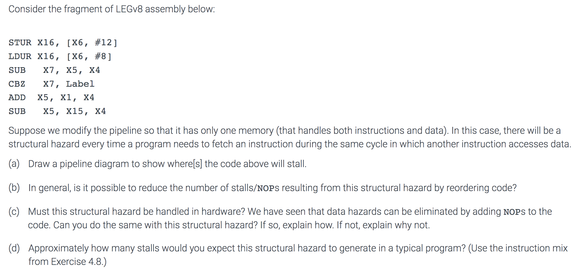 Solved Consider The Fragment Of LEGv8 Assembly Below: | Chegg.com