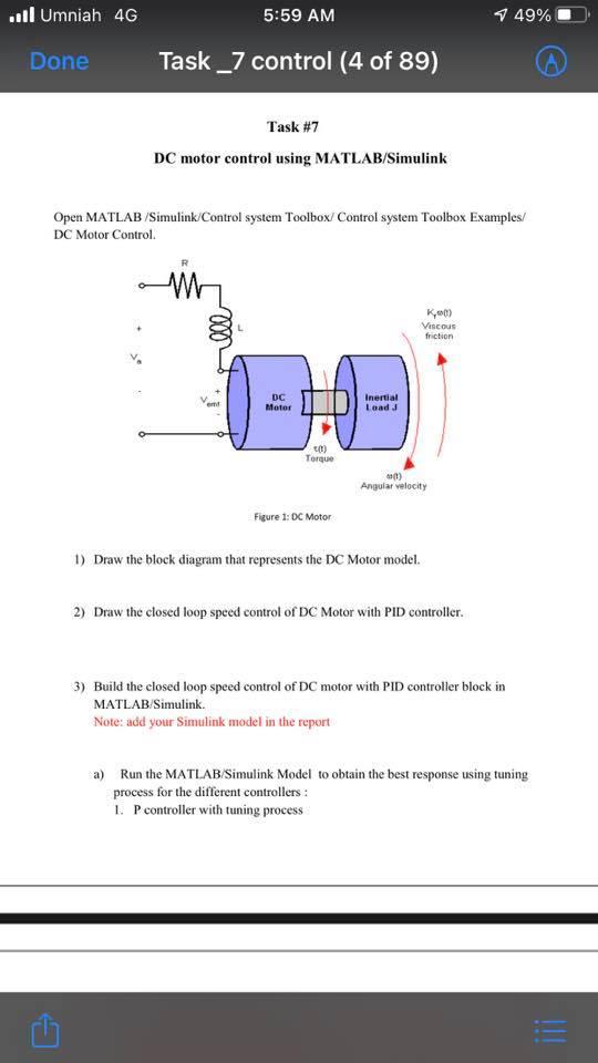 ...l Umniah 4G 5:58 AM 1 49% Done Task _6 control | Chegg.com