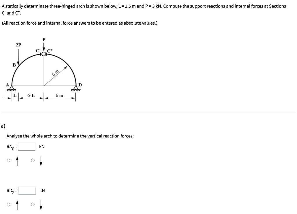 Solved A statically determinate three-hinged arch is shown | Chegg.com