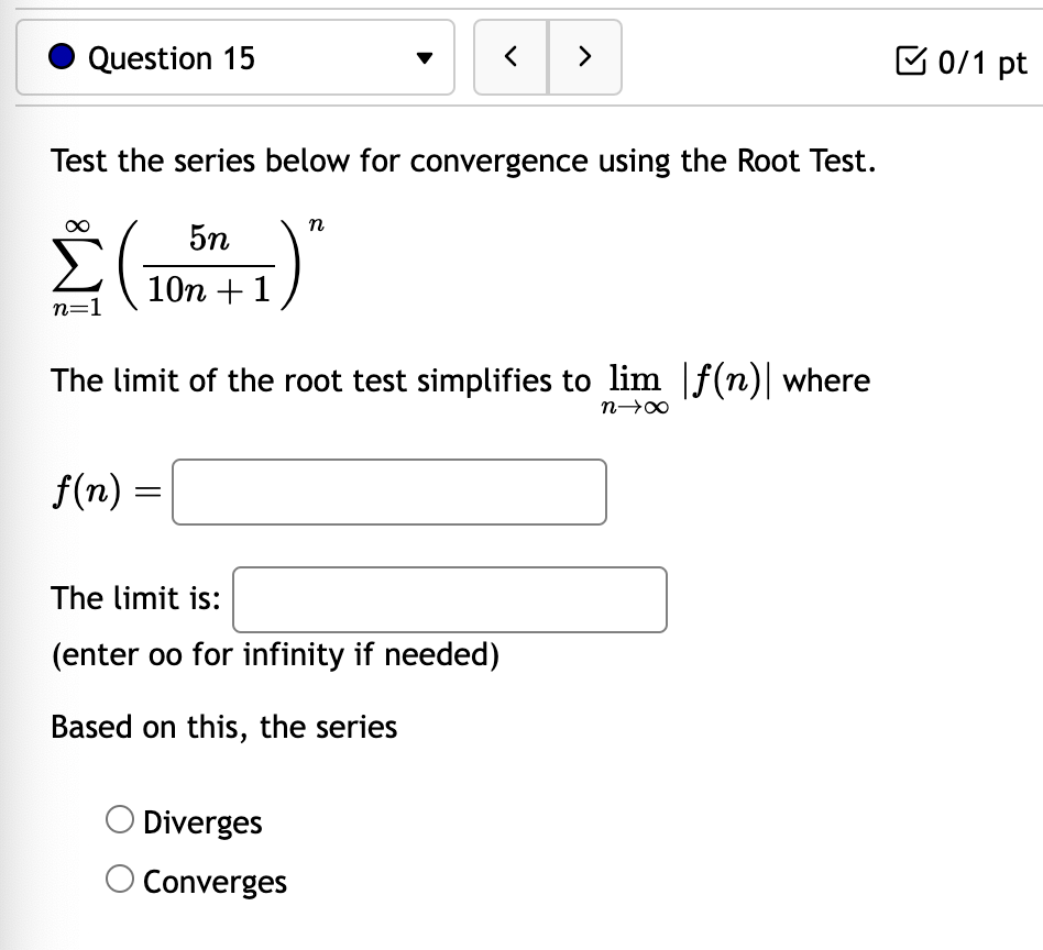 Solved Test the series below for convergence using the Root | Chegg.com