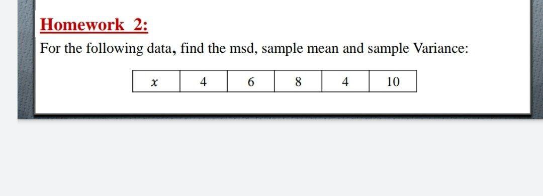 Solved Homework 2: For the following data, find the msd, | Chegg.com