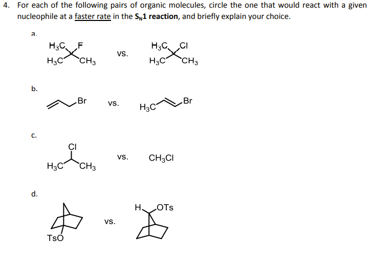 Solved 4. For each of the following pairs of organic | Chegg.com