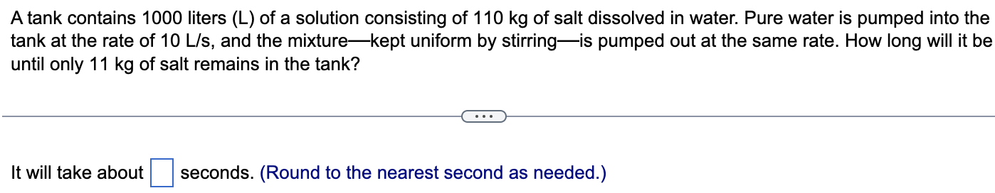 Solved A Tank Contains 1000 Liters (L) Of A Solution | Chegg.com