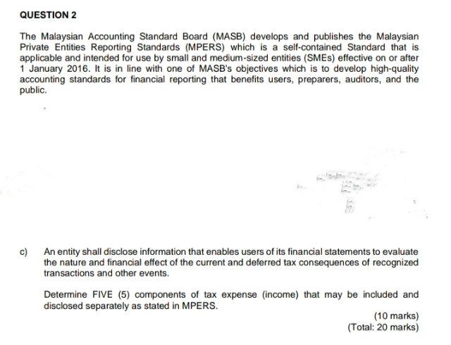 Solved The Malaysian Accounting Standard Board (MASB) | Chegg.com