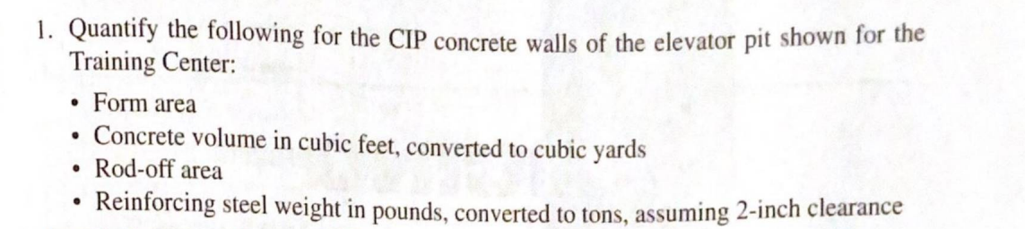 Solved 1. Quantify the following for the CIP concrete walls | Chegg.com