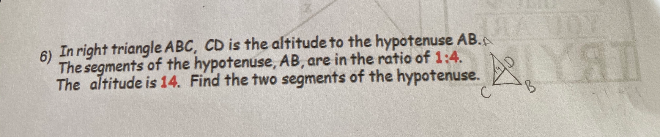 cd is the altitude to the hypotenuse of right triangle abc