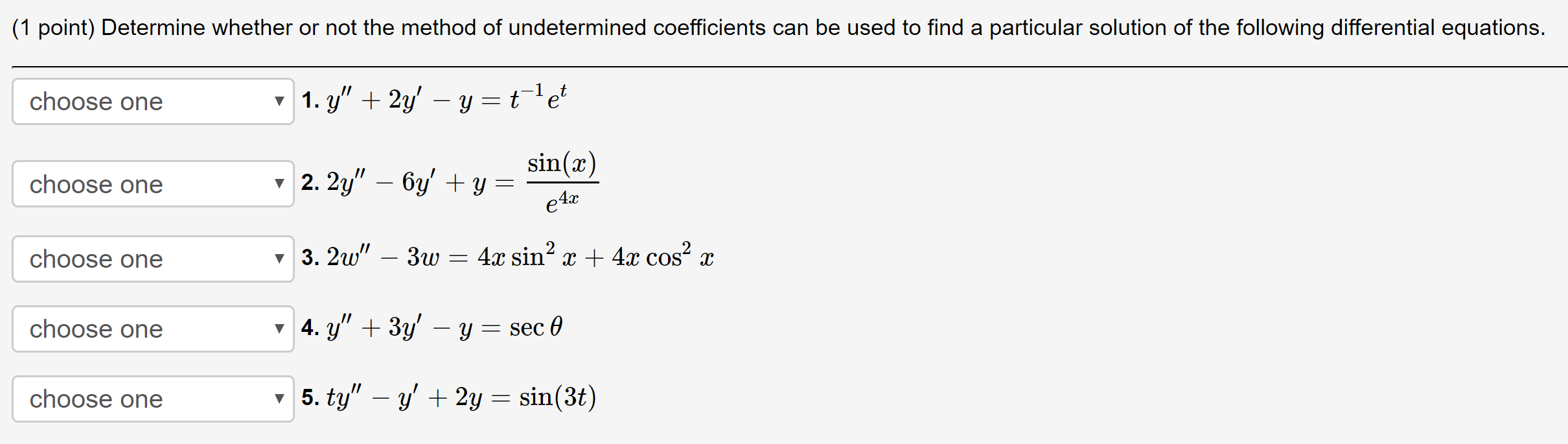 Solved (1 point) Determine whether or not the method of | Chegg.com