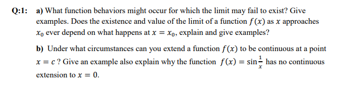 Solved Q:1: a) What function behaviors might occur for which | Chegg.com