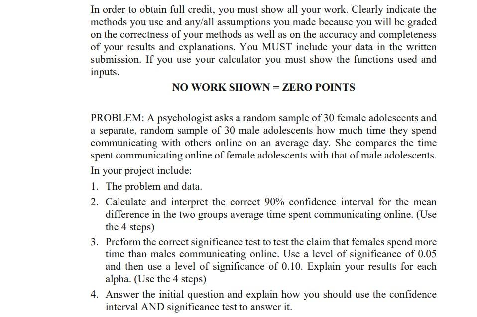 Solved In order to obtain full credit, you must show all | Chegg.com