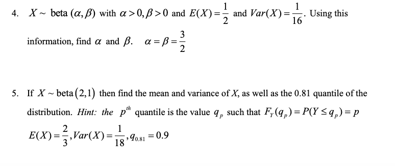 Solved 4 X Beta A B With A 0 0 And And Var X Chegg Com