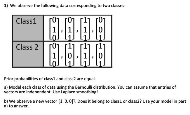 Solved We observe the following data corresponding to two | Chegg.com