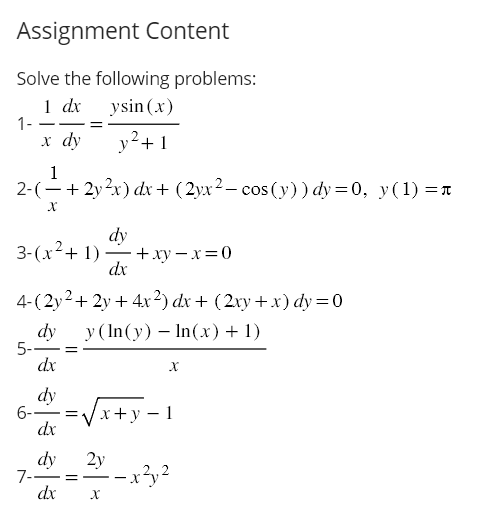 Solved Assignment Content Solve the following problems: | Chegg.com