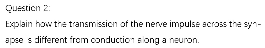 Solved Question 2: Explain how the transmission of the nerve | Chegg.com