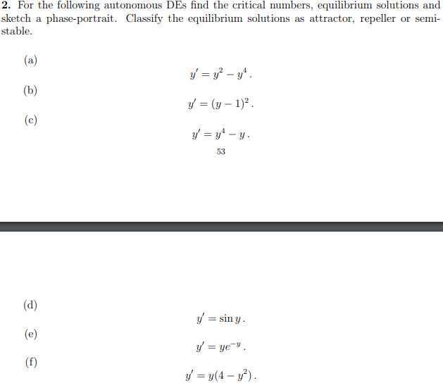 Solved Classifications of equilibrium solutions: (a) We call | Chegg.com