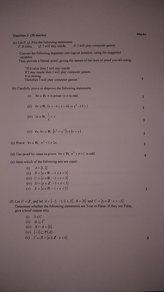 Solved Marks Question 2 30 Marks A Let P R Be The F Chegg Com