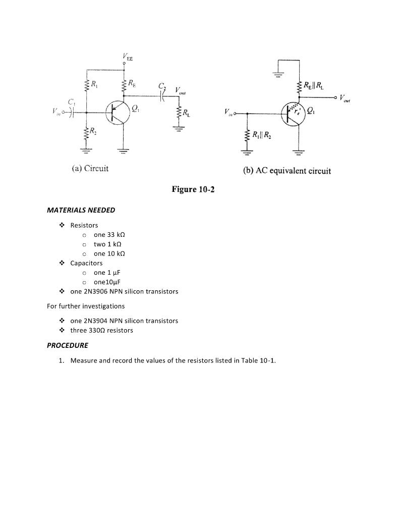Solved The CommonCollector Amplifier OBJECTIVES After