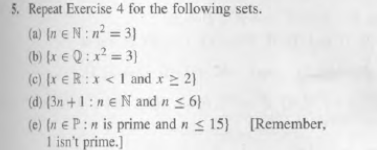 5. Repeat Exercise 4 for the following sets. (a) | Chegg.com