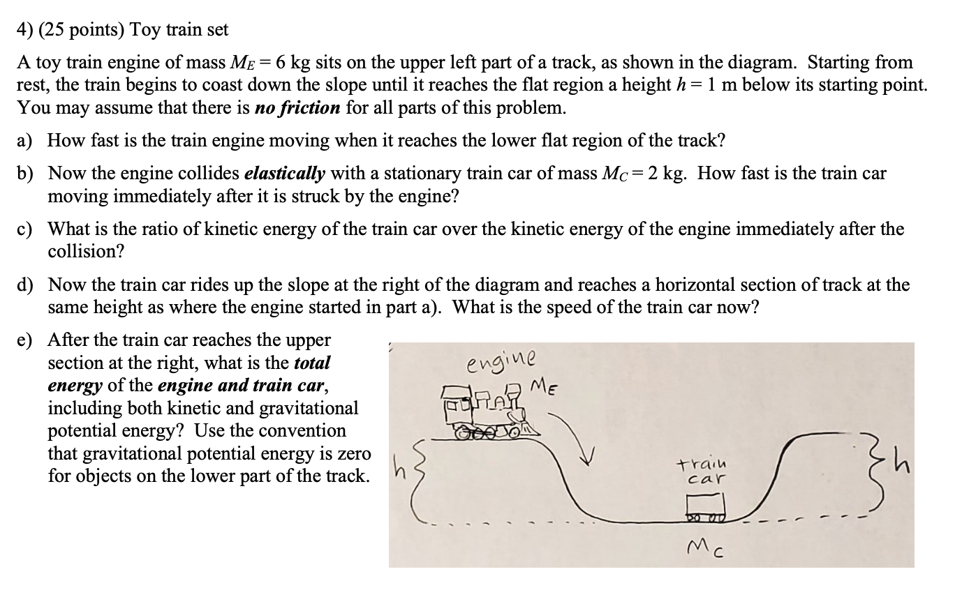 Solved 4) (25 points) Toy train set A toy train engine of | Chegg.com