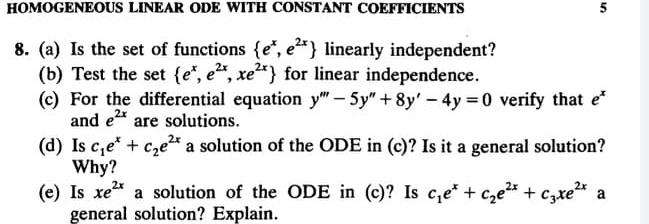 Solved 5 HOMOGENEOUS LINEAR ODE WITH CONSTANT COEFFICIENTS | Chegg.com