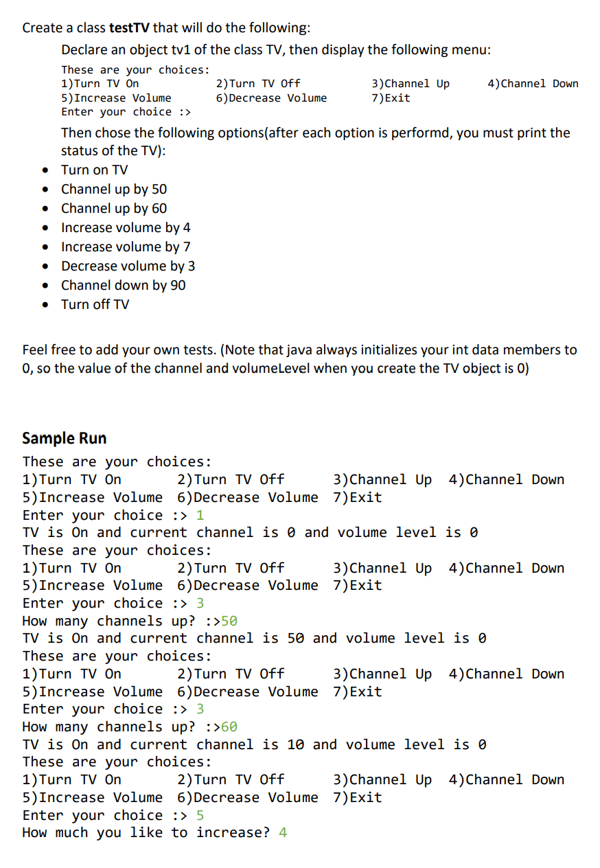 Solved Q2) Create the class TV with the following UML. Class