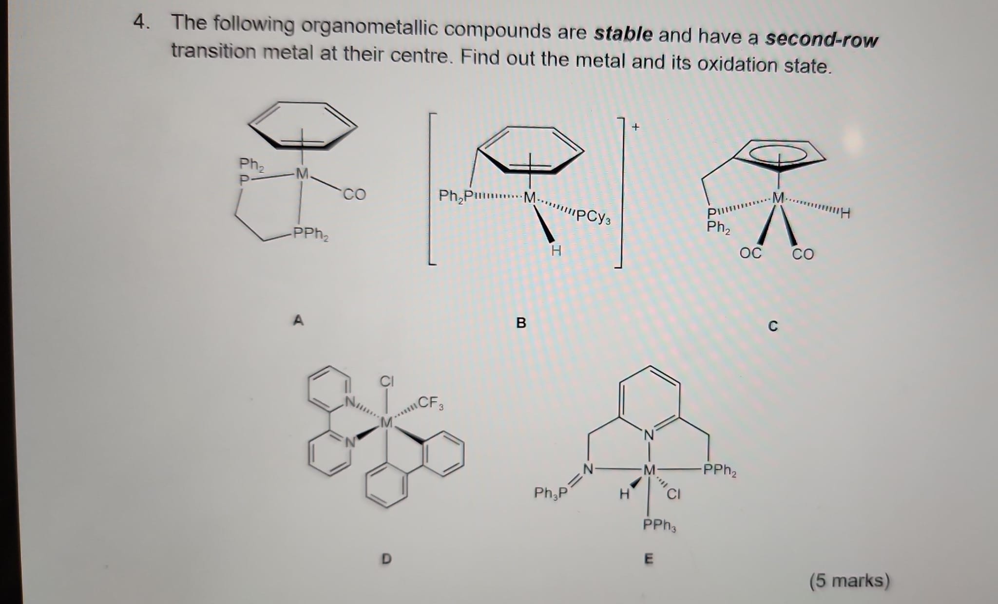 Solved The following organometallic compounds are stable and