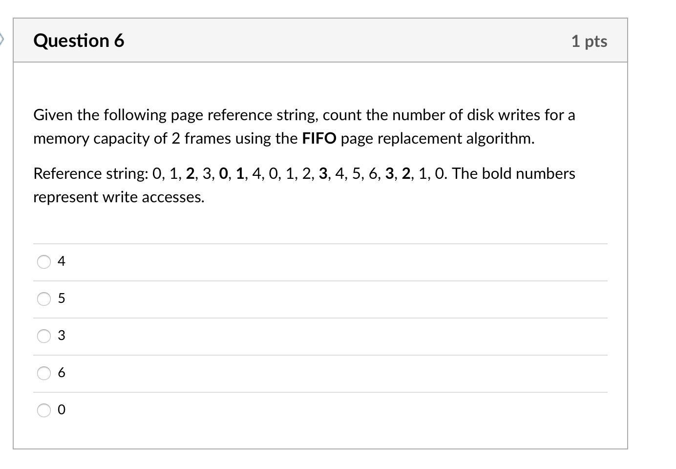 Solved Question 5 1 pts Given the following page reference | Chegg.com