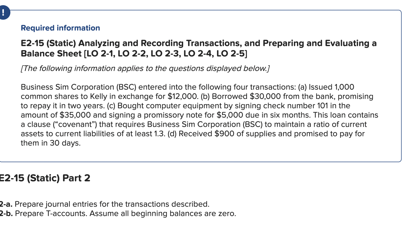 Solved ! Required information E2-15 (Static) Analyzing and | Chegg.com