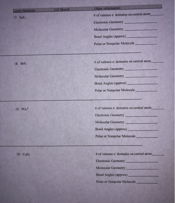 Solved 3 D Sketch Other information Lewis Structure 17. See