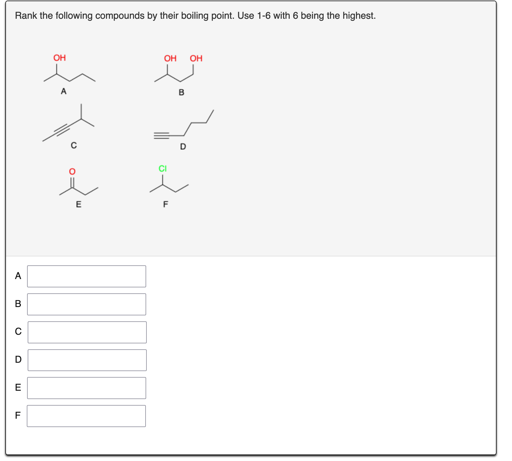 Solved Rank the following compounds by their boiling point. | Chegg.com