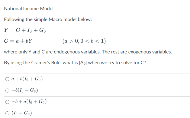 Solved National Income Model Following the simple Macro | Chegg.com