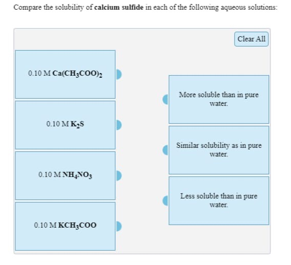 Solved Compare The Solubility Of Calcium Sulfide In Each Chegg Com